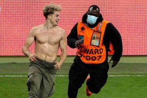 Euro Streaker Video Shows Adam Harison Shirtless at Wembley